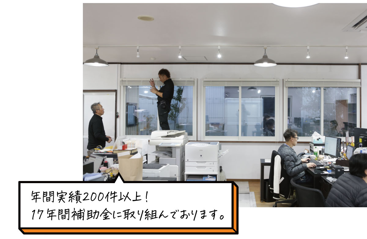 年間実績２００件以上！１７年間補助金に取り組んでいます